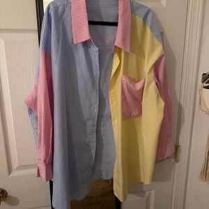 SHEIN Multicolor Striped Button Down Shirt